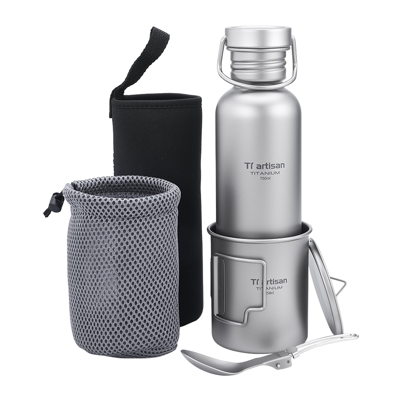 Camping Cooking Utensil Bag - Tiartisan Titanium Cookware 3-pcs-set Cycling Water