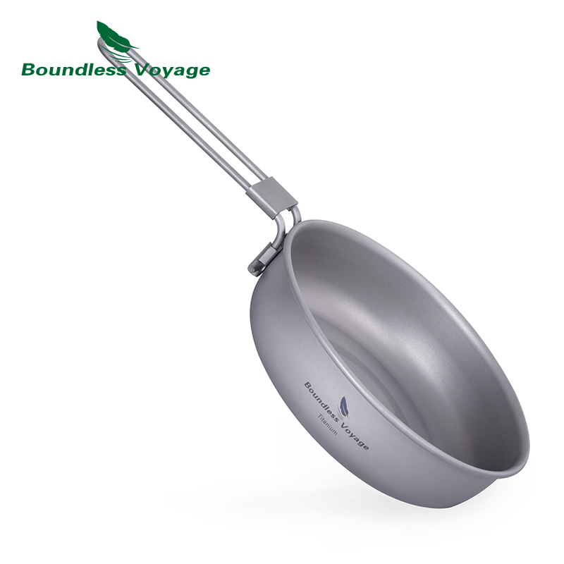 Camping Cooking Pan - Boundless Voyage Ultra-light Titanium Frying Pan