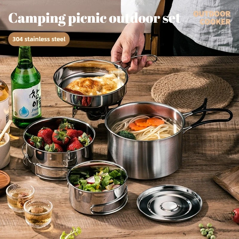 Camping Cooking Box Set - Outdoor Camping Cookware Set Stainless Steel