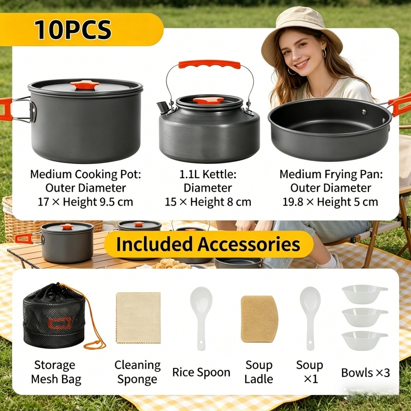 Camping Cooking Utensils - Home Household Camping Cookware Set with