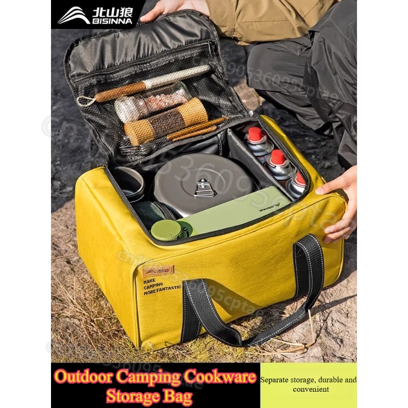 Camping Cooking Utensil Bag - Portable Camping Cookware Set Lightweight Outdoor