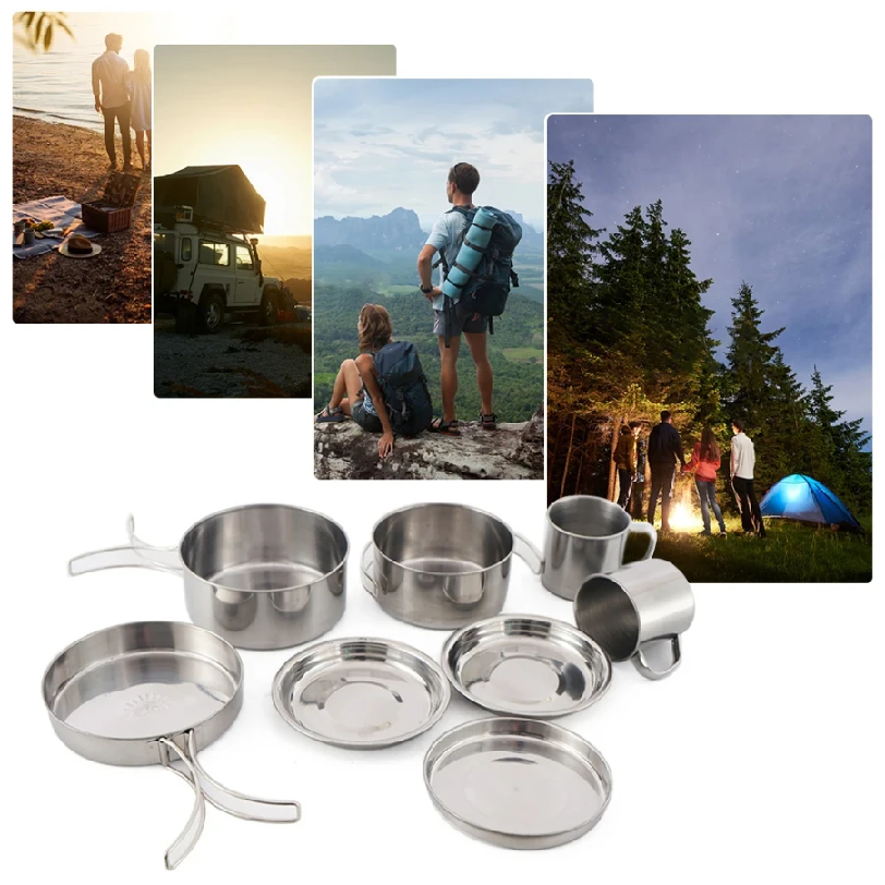 8pcs/Set Camping Cookware Mess - Camping Cooking Utensil Bag ulasan dan harga