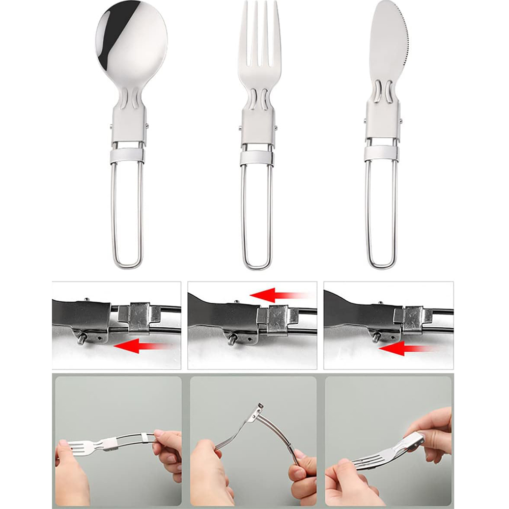 Camping Flatware Sets Stainles - Camping Cooking Utensil Bag ulasan dan harga
