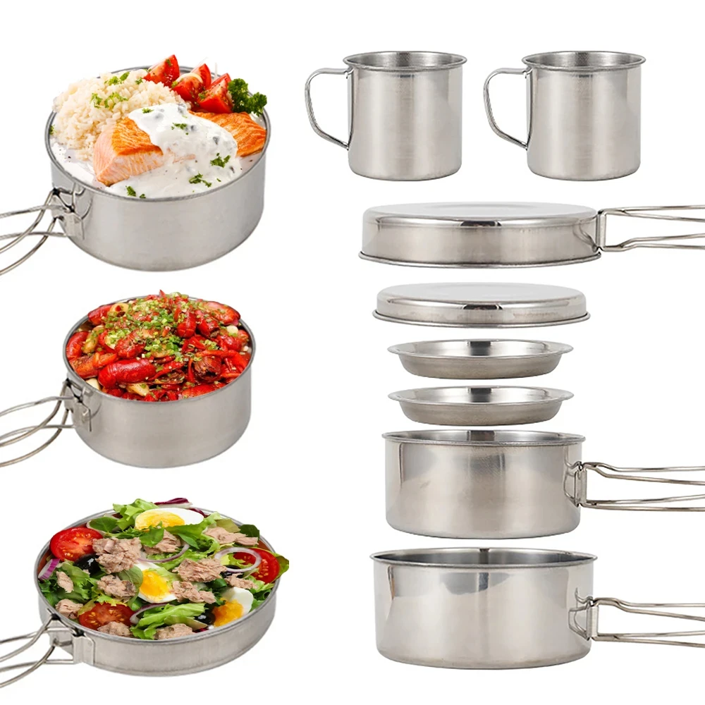8pcs/Set Camping Cookware Mess - Camping Cooking Utensil Bag ulasan dan harga