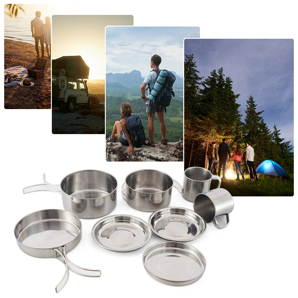 8pcs/Set Camping Cookware Mess - Camping Cooking Utensil Bag ulasan dan harga