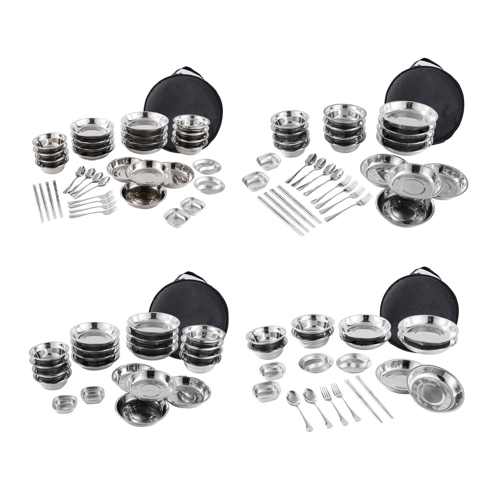 Stainless Steel Plates and Bow - Camping Cooking Utensil Bag ulasan dan harga