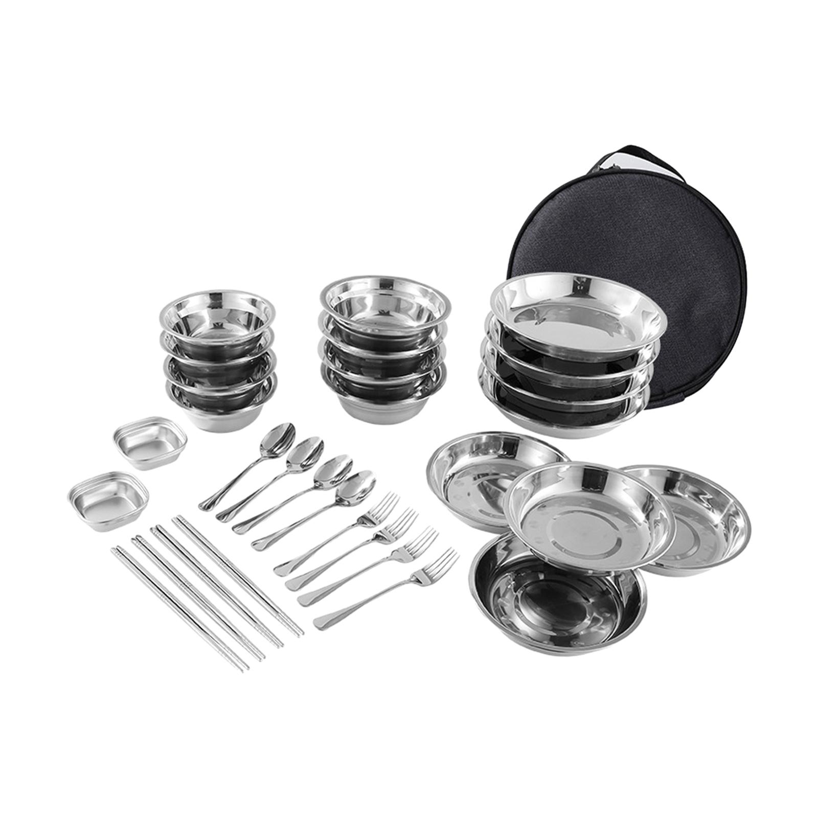 Stainless Steel Plates and Bow - Camping Cooking Utensil Bag ulasan dan harga