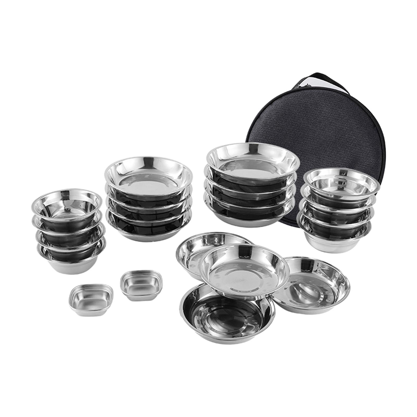 Stainless Steel Plates and Bow - Camping Cooking Utensil Bag ulasan dan harga