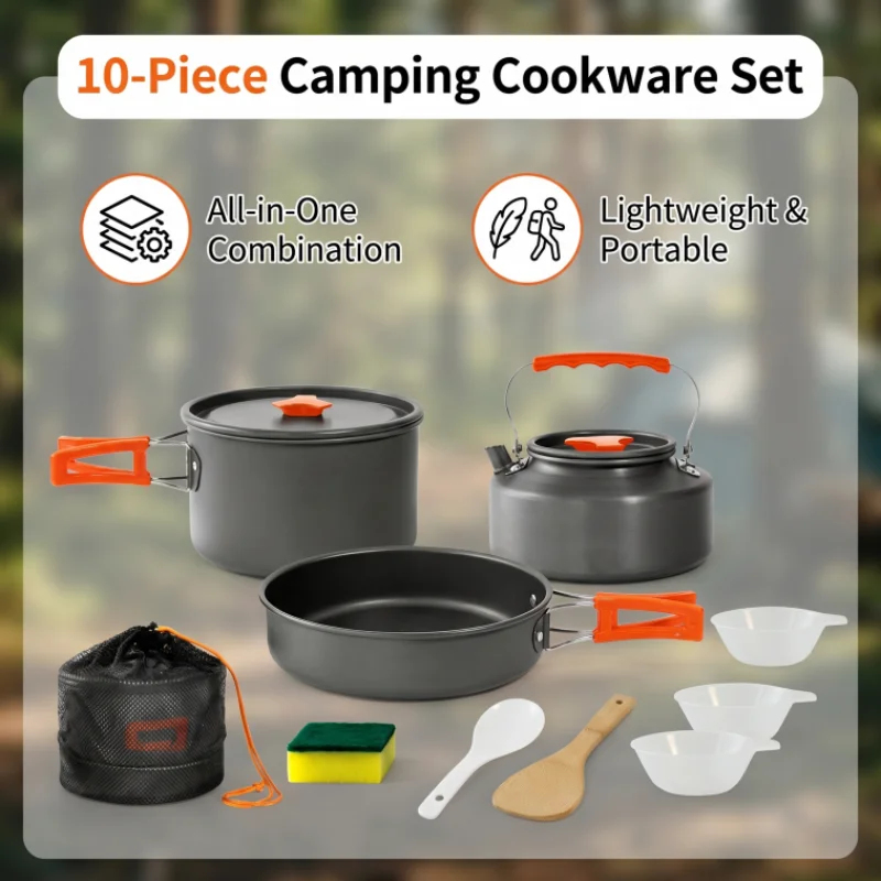 10PCS Ultralight Aluminum Camp - Camping Cooking All In One ulasan dan harga