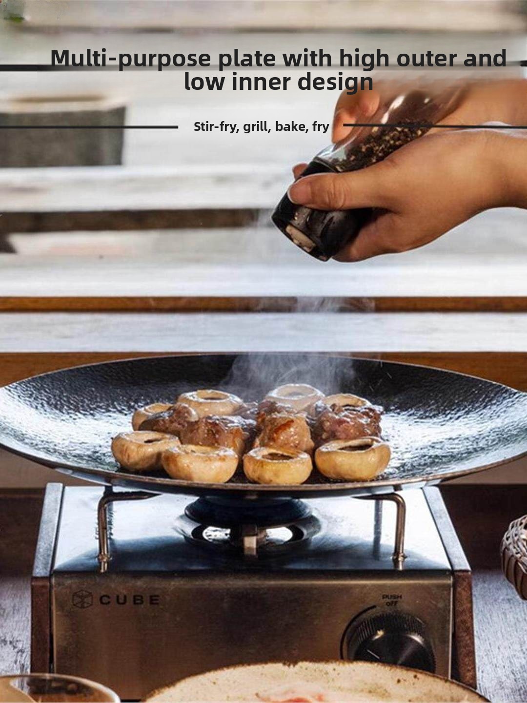 Outdoor Cast Iron Charcoal Gri - Camping Cooking Pan ulasan dan harga