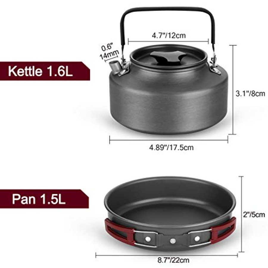 22pcs Camping Cookware Mess Ki - Camping Cooking Set With Kettle ulasan dan harga
