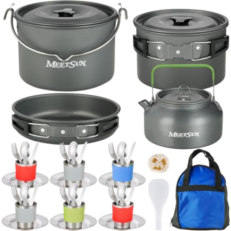 MEETSUN Camping Cookware Set - - Camping Cooking Pan ulasan dan harga