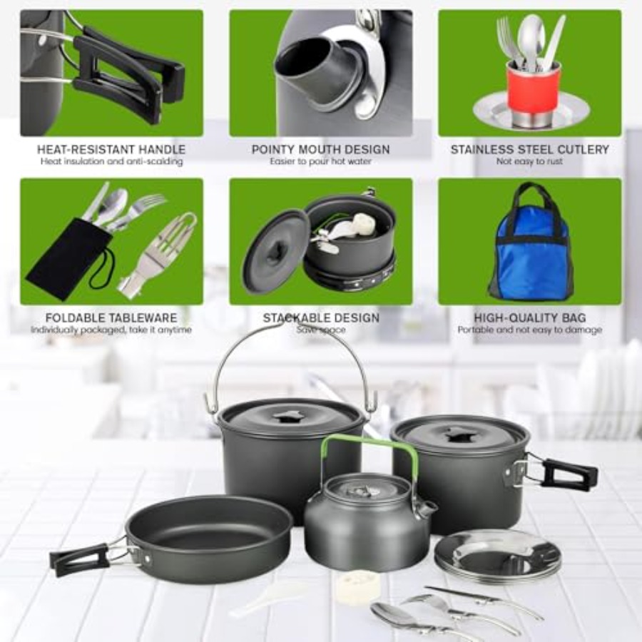 MEETSUN Camping Cookware Set - - Camping Cooking Pan ulasan dan harga