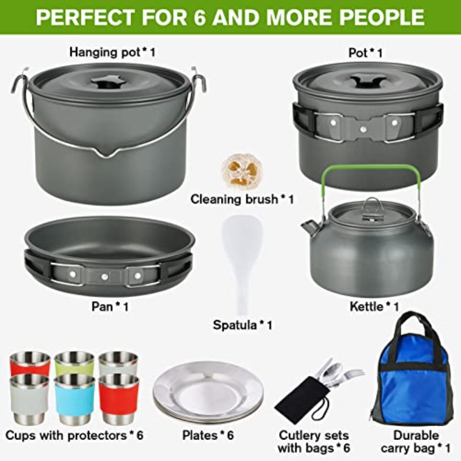 MEETSUN Camping Cookware Set - - Camping Cooking Pan ulasan dan harga