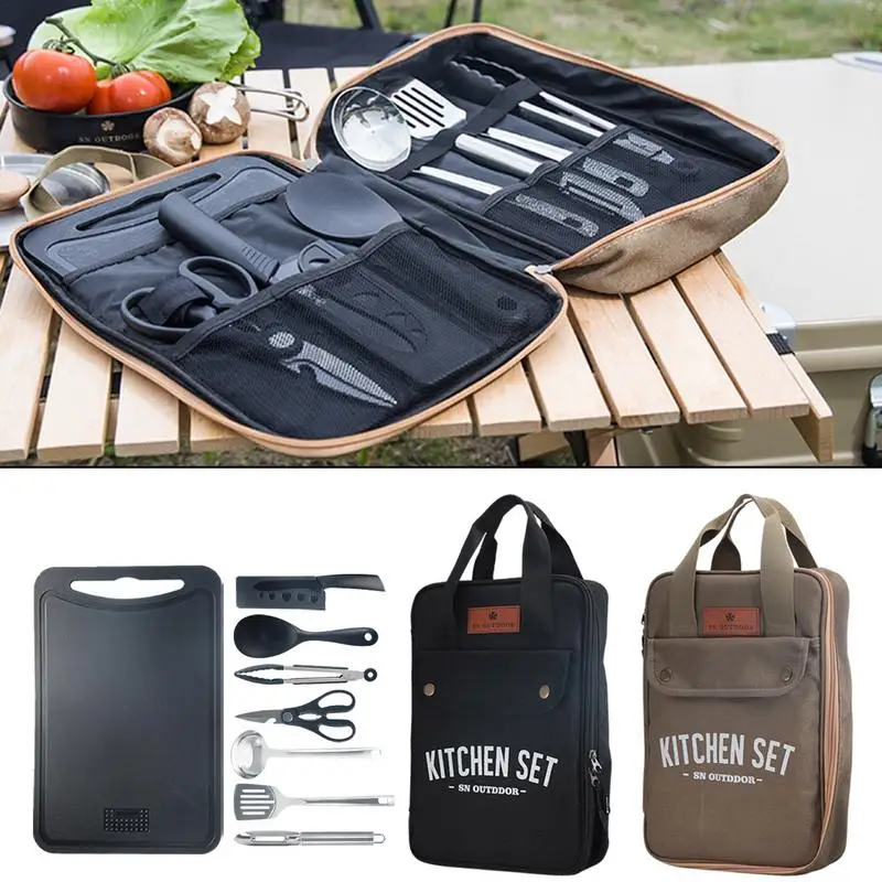 8pcs Camping Kitchen Cookware  - Camping Cooking Utensil Organizer ulasan dan harga