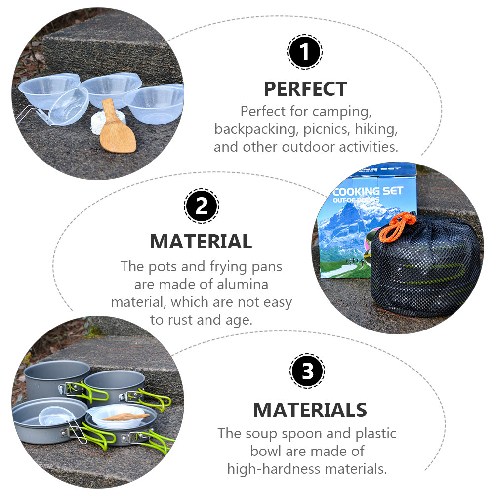 1Set Portable Camping Cookware - Camping Cooking Pan ulasan dan harga