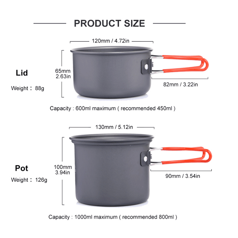 Widesea Ultralight Camping Coo - Camping Cooking Set With Kettle ulasan dan harga