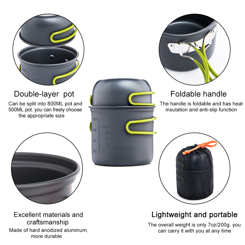 Widesea Ultralight Camping Coo - Camping Cooking Set With Kettle ulasan dan harga