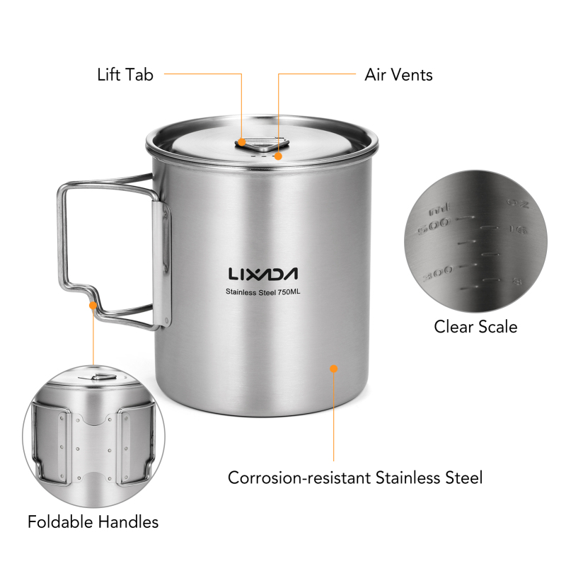 Lixada 750ml Cup Outdoor Stain - Camping Cooking Utensil Bag ulasan dan harga