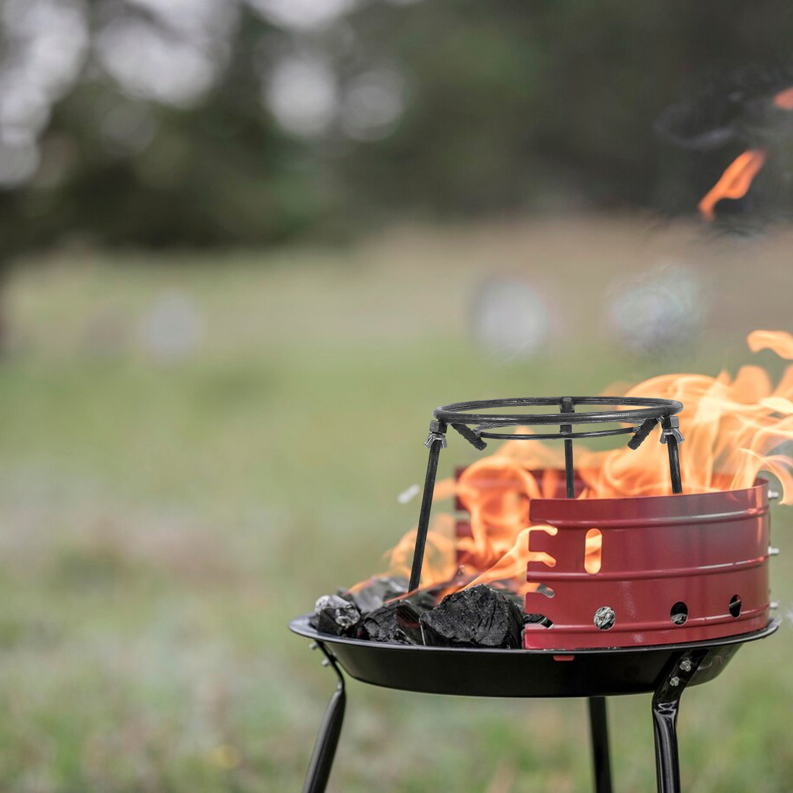 Detachable Triangular Pot Rack - Camping Cooking Ring ulasan dan harga