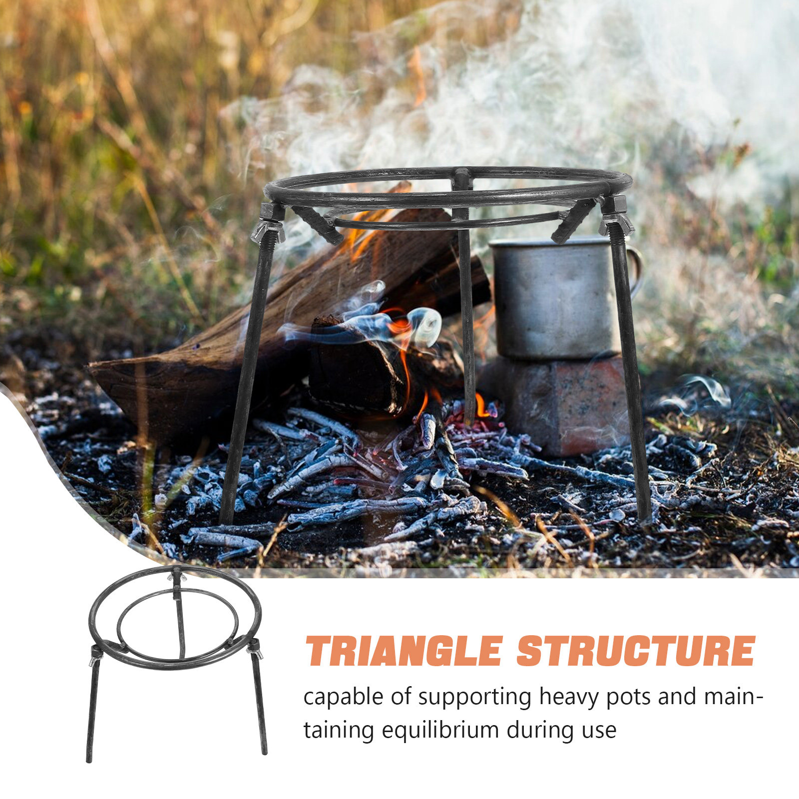 Detachable Triangular Pot Rack - Camping Cooking Ring ulasan dan harga