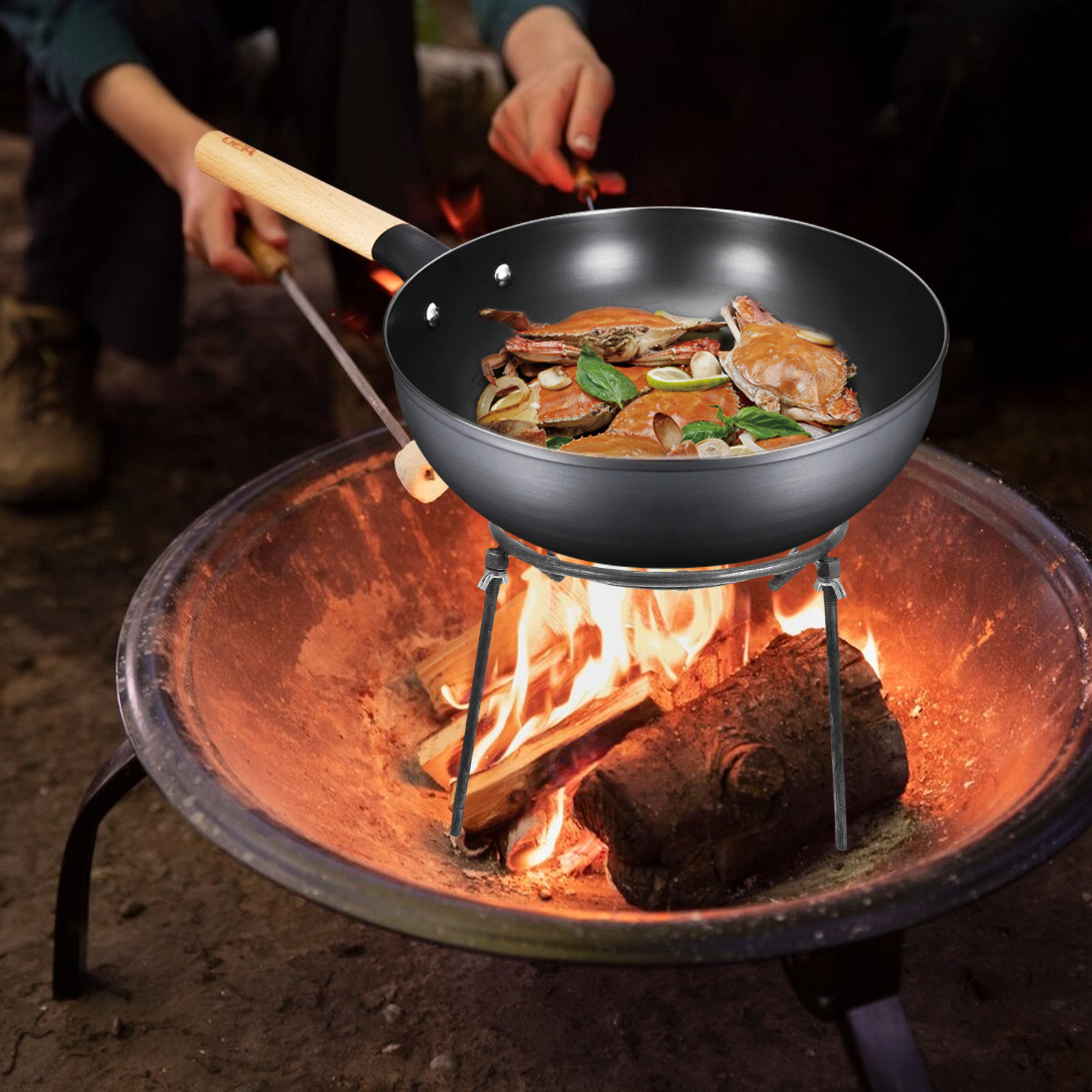 Detachable Triangular Pot Rack - Camping Cooking Ring ulasan dan harga