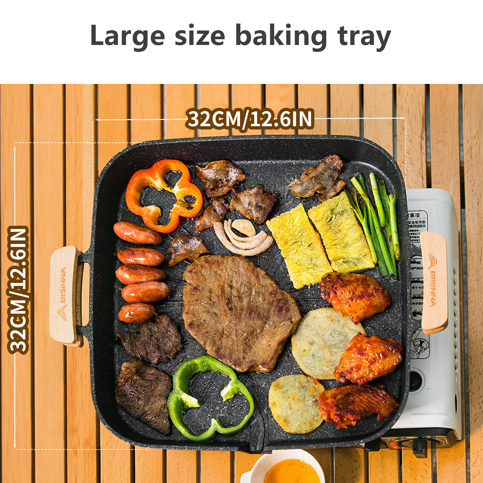 BISINNA Square BBQ Grill Pan N - Camping Cooking Plate ulasan dan harga